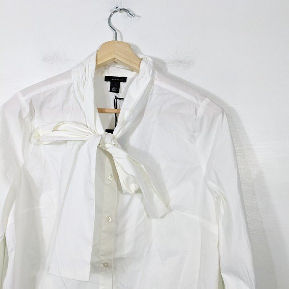 HALOGEN Women's NWOT White Tie Neck Button Down Shirt Size Large - Picture 2 of 6